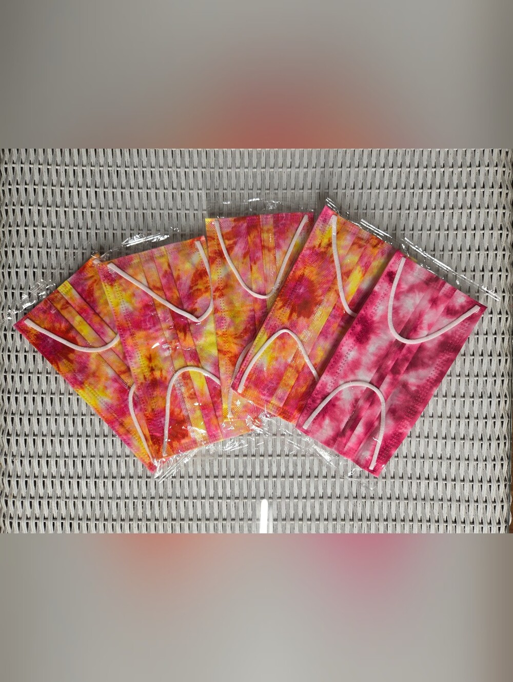Tie-Dye Pink & Yellow Women’s Face Mask Set
